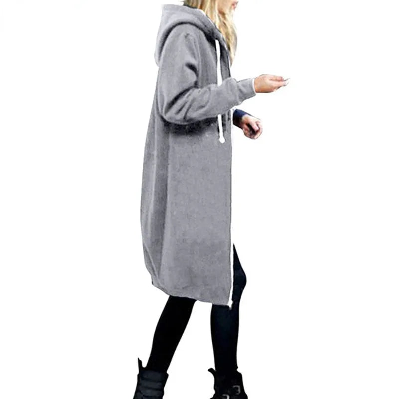 Autumn Long Plush Sweater Womens Oversized Loose Hooded Jacket Cardigan for Women