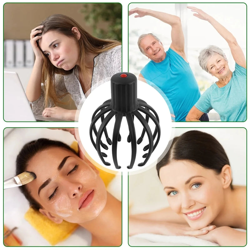 Scalp Massager Electric Head Massager 12-Claw Massage Cordless Portable USB Rechargeable Head Relaxing Massager with 3 Modes