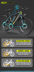IDOTATA Electric Bicycle 48V 12.8AH Lithium Battery 500W Motor Adult Mountain Electric Bike 21Speed Cycling Bicycle 26INCH Ebike