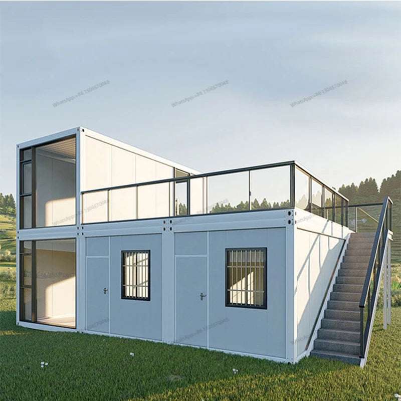 Modern luxury sea freight prefabricated 2-story 3-bedroom container house