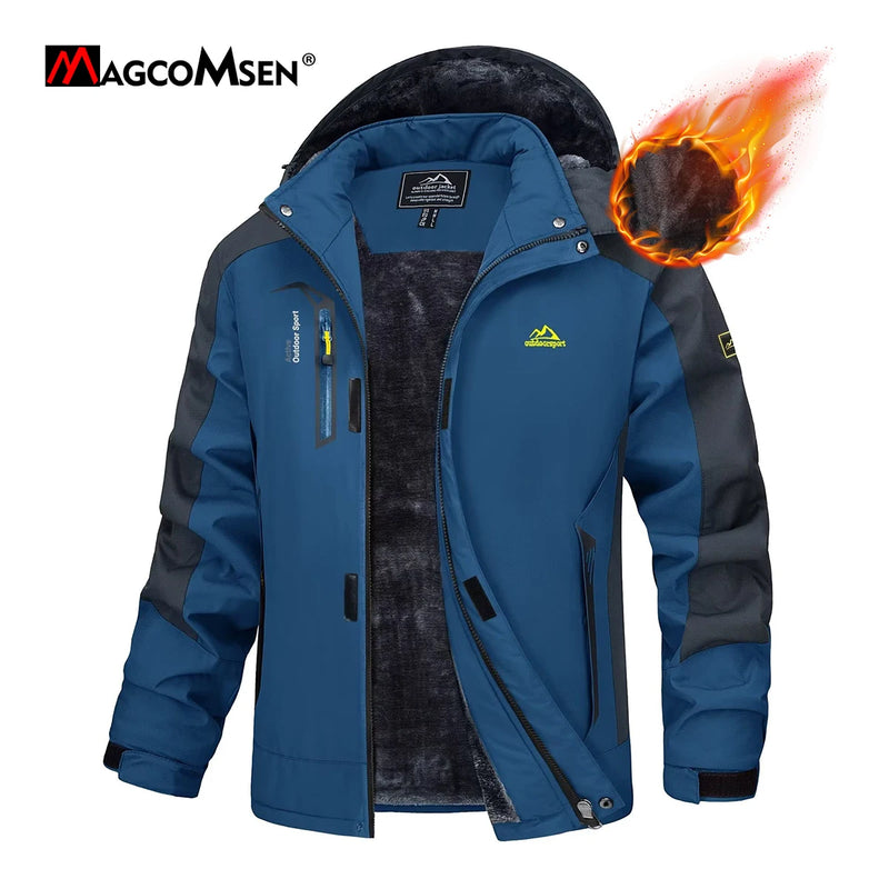 MAGCOMSEN Mens Ski Jacket Winter Warm Fleece Parka Windproof Rain Snowproof Thermal Heavy Coat Hiking Male Snowboard Anorak