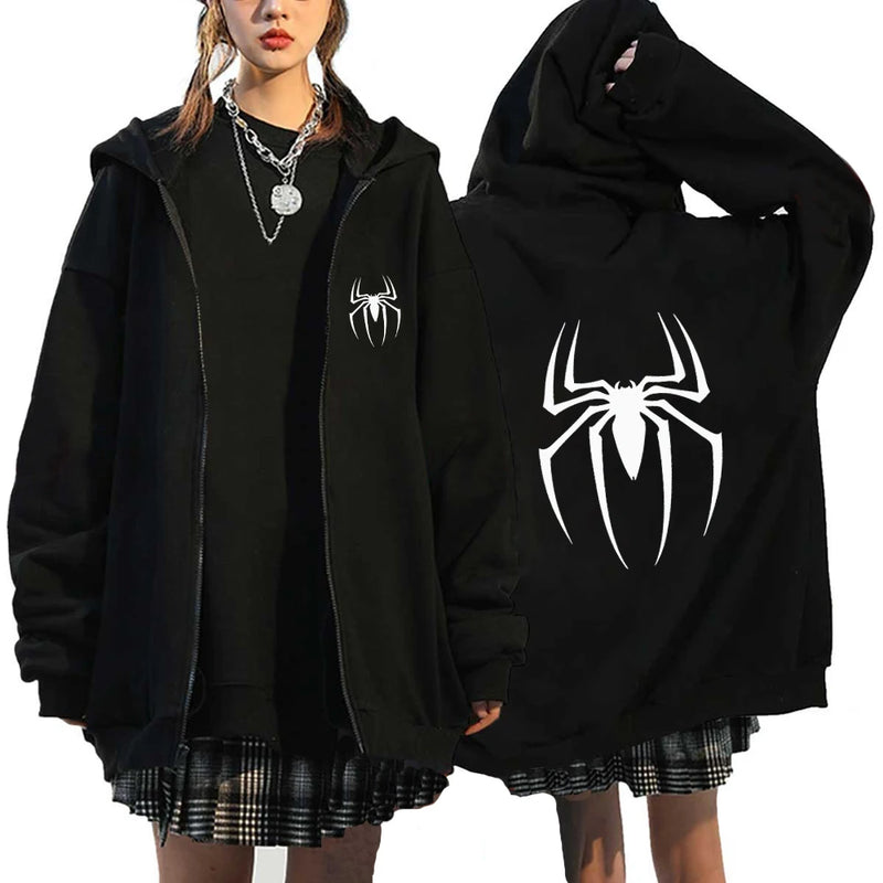 Spider Zipper Hoodies Spider Print Oversized Hip Hop Jacket Men Women Zip Up Hoodie Sweatshirts Y2K Coat Gift Fleece Long Sleeve