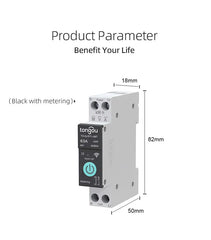 SmartLife WiFi Energy Meter & Circuit Breaker by TONGOU | 16A Single Pole DIN Rail Smart Switch | Wireless Remote Power Control & Electricity Usage Tracker