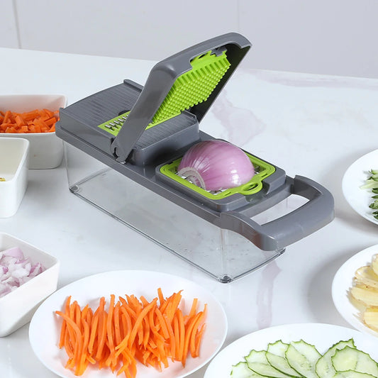 Multifunctional Vegetable Cutter & Slicer – Fruit, Potato Peeler, Carrot Grater with Basket | Kitchen Accessories