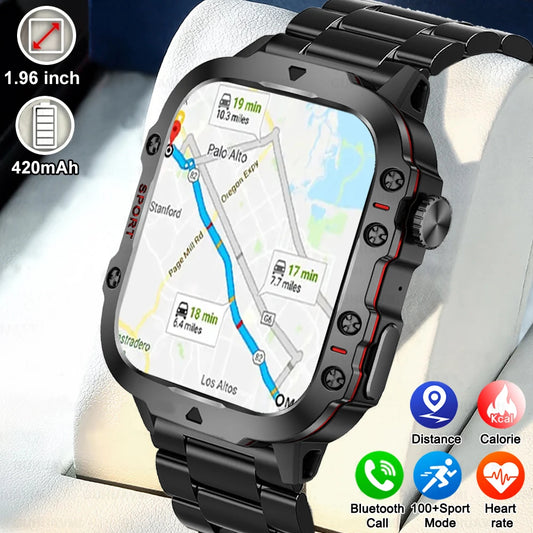 2024 New Rugged Military GPS Smart Watch Men AMOLED HD Screen Heart Rate Waterproof Outdoor SmartWatch Bluetooth Call For Xiaomi