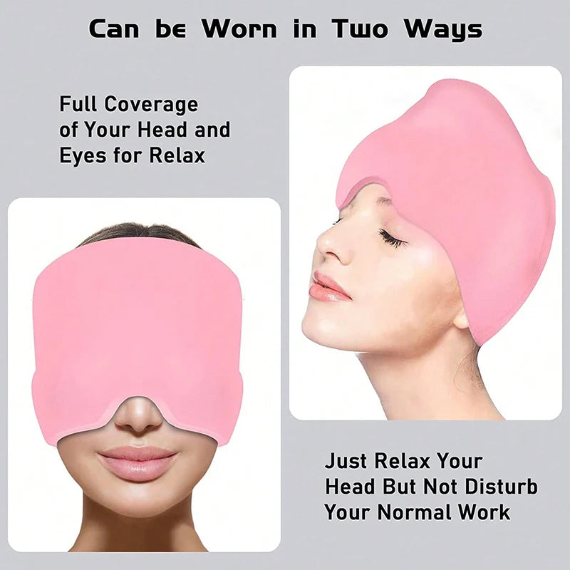 Gel Cold Hot Head Ice Cap Black and Pink Head Wrap Face Mask Head Massage Sleep Eye Mask Health Care Tool