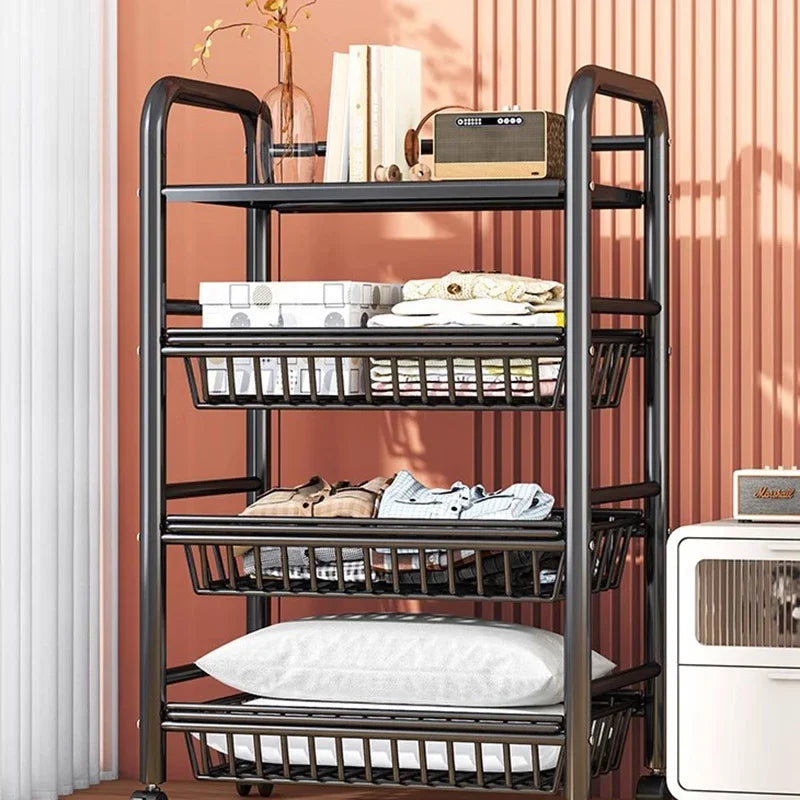 Organizer Cart Wheels Storage Trolley Shelf Kitchen Things Furniture Storages Islands Home Microwave Cart Kitchen Island Table