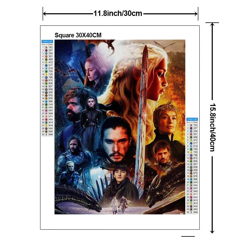 Zipper Bag 5D DIY Cartoon Square Diamond Painting Kit Game of Thrones Appliqué Diamond Embroidery Art Kids Gifts