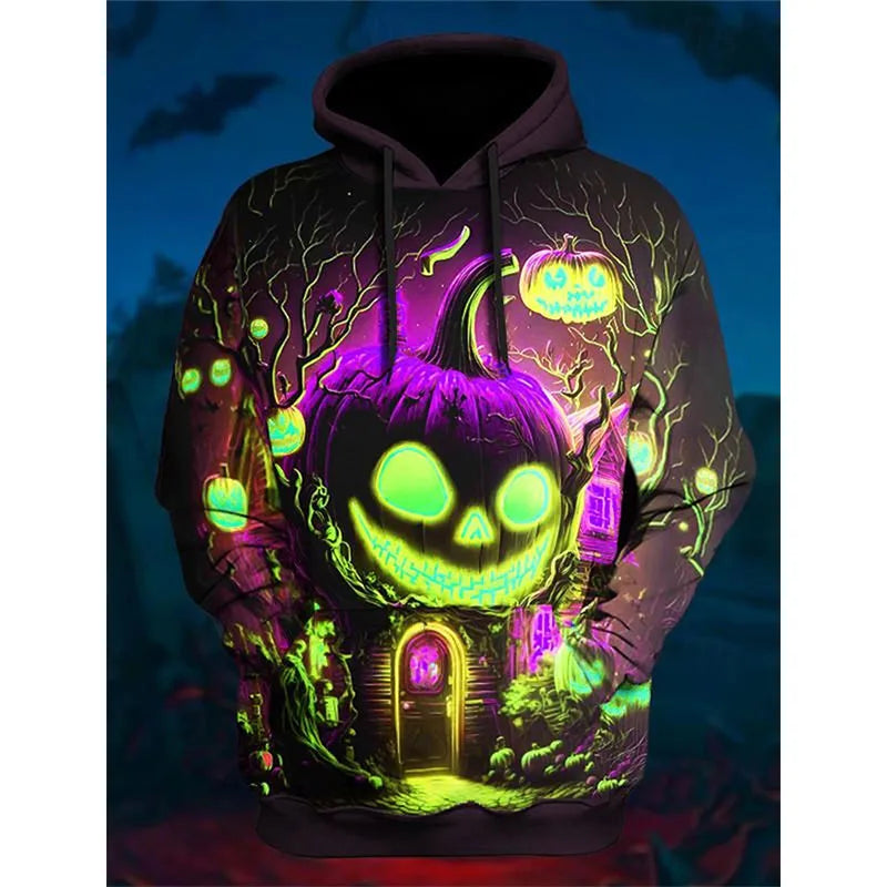 3D All Over Print Mens Halloween Pumpkin Hoodie Costume New In Pull Over Sweatshirt Foe Men Women As Gift For Halloween Holidays