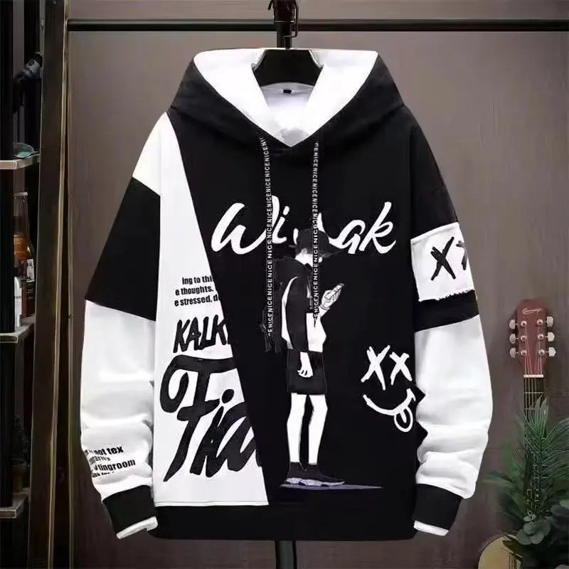 Men's Graphic Hoodie Autumn New High Street Hip Hop Casual Hoodie Men's Clothes Harajuku Printed Sweater Fashion Sweatshirt