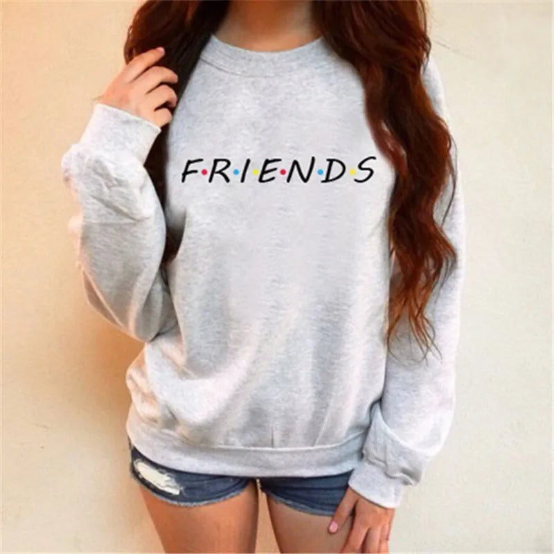 Womens Letters FRIENDS Print Long Sleeve Hoodie Sweatshirt 5 Colors S M L XL Brand New 2022 Ladies Slouch Pullover Jumper Tops