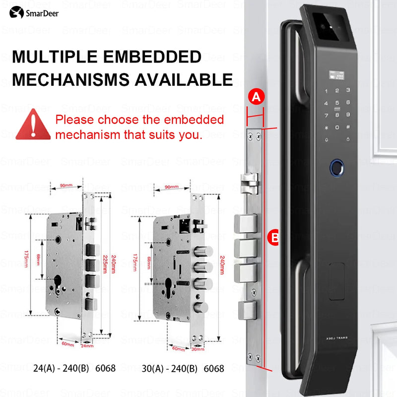 SmaerDeer Smart lock with Camera 3D Facial Recognition Electronic Door Lock with Visual Doorbell for Video Surveillance