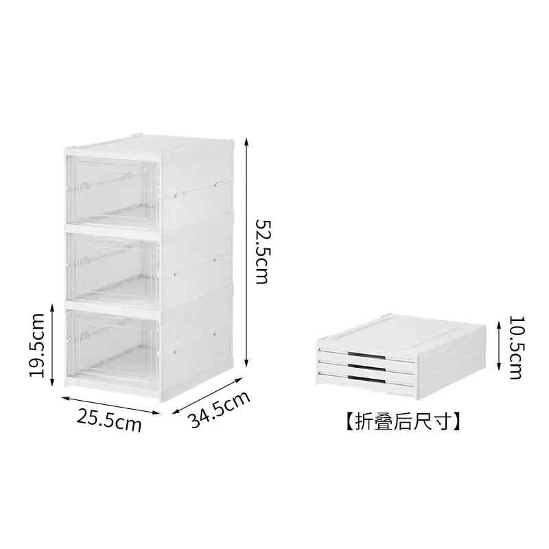 Plastic Shoe Organizer - Stackable and Foldable 1/3-Tier Shoe Storage Boxes for Closet, Clear and Space-Saving Sneaker Container