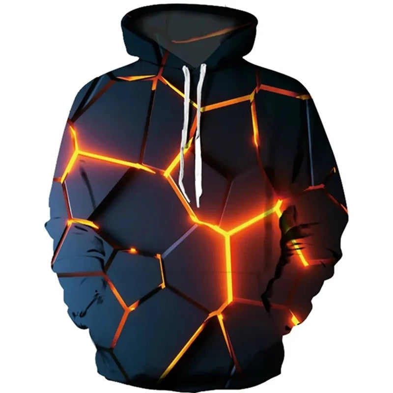 Colorful Flame Hoodie 3D Fluorescent Sweatshirt Men's And Women's AutumnWinter Graphic Optical Illusion Hoodies Pullovers