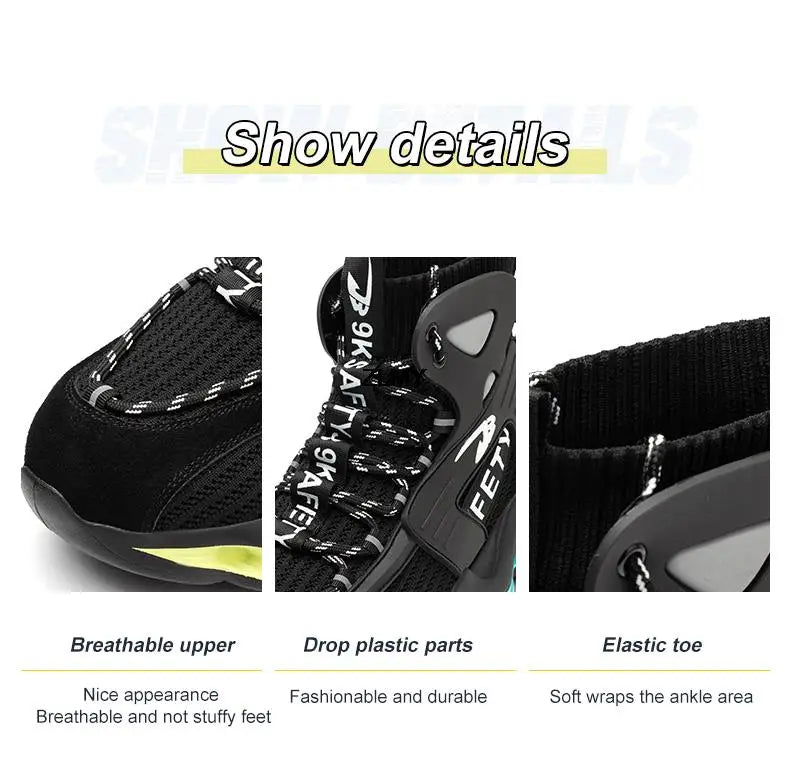 Safety Shoes Men Work Sneaker Steel Toe Shoes Puncture Proof High Top Work Safety Boots Male Lightweight Work Shoes