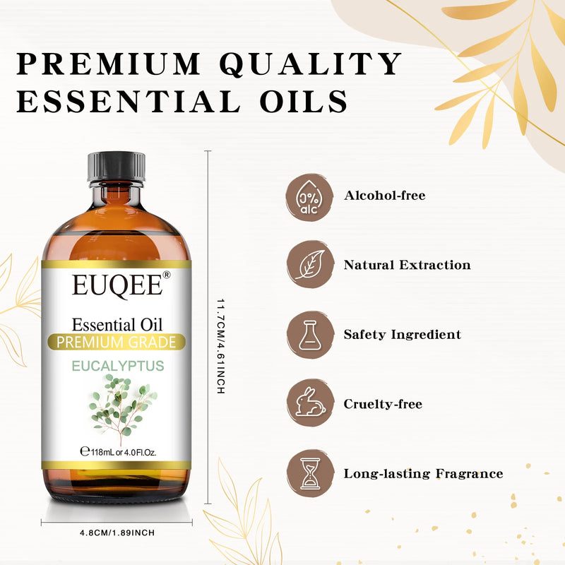 EUQEE 118ML Large Bottle Essential Oil For Humidifier Neroli Helichrysum Eucalyptus Jasmine Aroma Oil,DIY Soap,Massage,Fresh Air