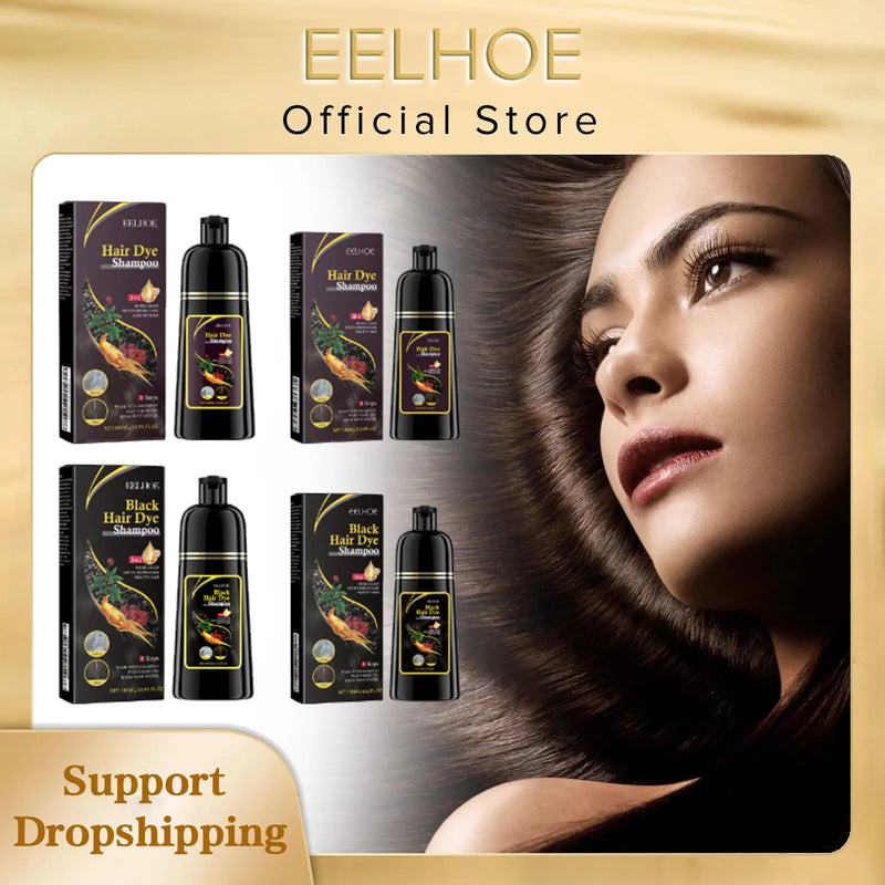 EELHOE Natural Herbal Hair Dye Shampoo for Hair Loss Moisturizing Hair Darkening Strengthen Magic Polygonum Multiflorum Shampoo