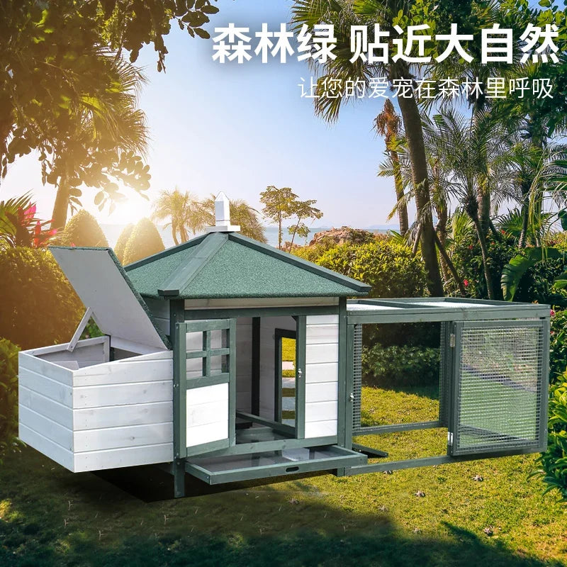 Outdoor Solid Wood Chicken Coop Chicken Nest Rabbit Coop Pigeon Coop Dog Cat Pet House Balcony Garden Garden Villa Green