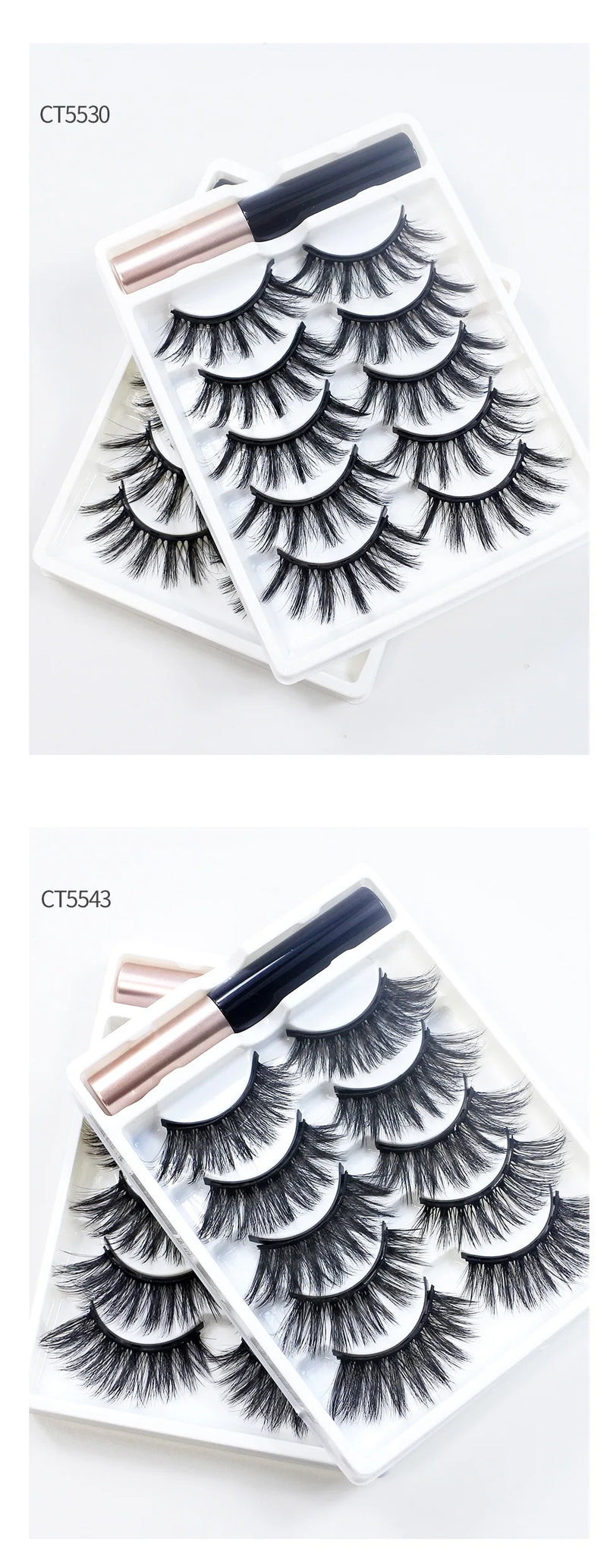 REDSIREN 5Pairs Magnetic Eyelashes With Eyeliner Reusable Thick Natural Eye Lashes New 5Piece Magnet False Eyelashes