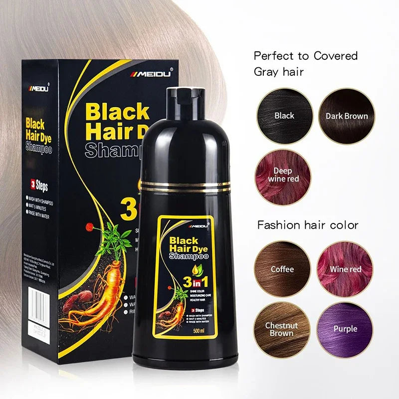 3 In 1 Instant Coloring Shampoo Natural Black Color for Men Women Hair Dye Herbal Brown Purple Hair Dye Hair Dye Shampoo New