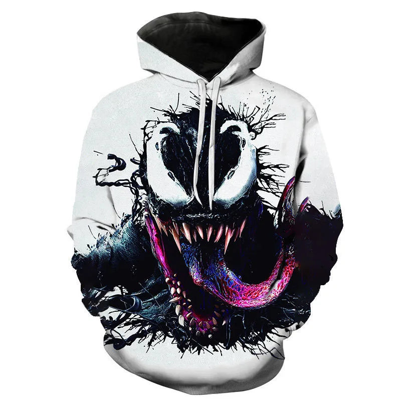 Miniso Hoodies Venom Cartoon Anime 3D Print Streetwear Men Women Fashion Oversized Sweatshirts Kids Pullovers Tracksuits