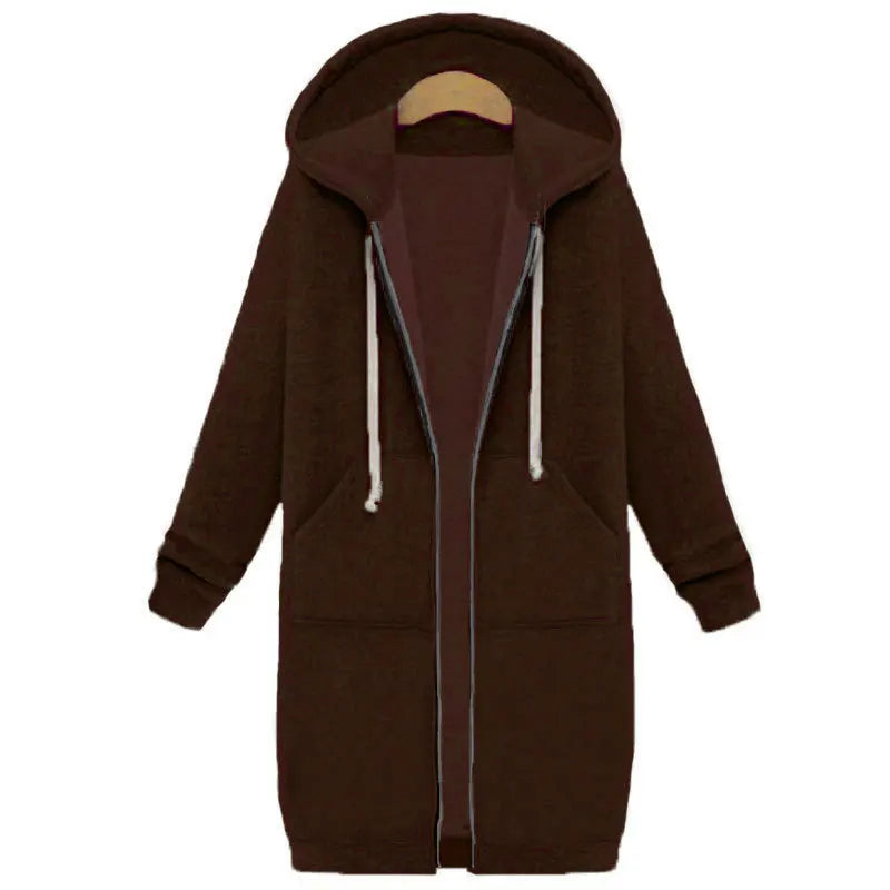 Autumn Long Plush Sweater Womens Oversized Loose Hooded Jacket Cardigan for Women