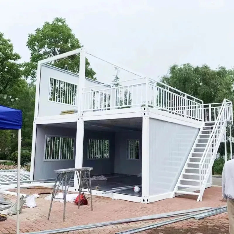 Movable Container House Double Storey Villa with Terrace 3 Unit Modular House Office Homestay Hotel Holiday House Activity Room