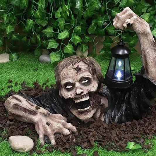 Creative Outdoor Halloween Garden Decoration Horror Lantern Zombie Terror Light Decor Zombie Statue Lantern Zombie For Yard