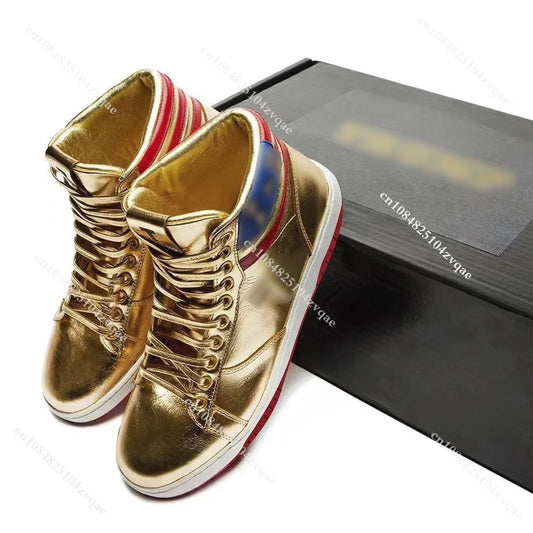 Trump Shoes Never Surrender Gold Sneakers High top Gym 2024 MAGA President Donald Shoe Mens Womens Casual Boots Road Sneaker