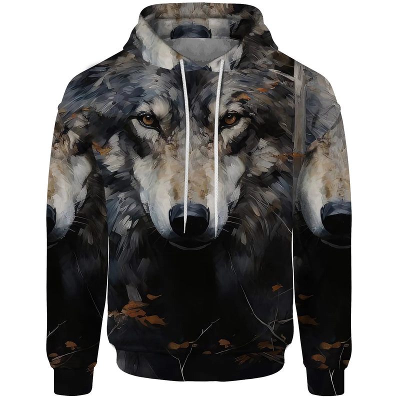 Wolf Sweatshirts for Men Cool Fugees 2024 New Style Dark Wind New in Hoodies & Sweatshirts 3D Printing Comfortable and Trendy