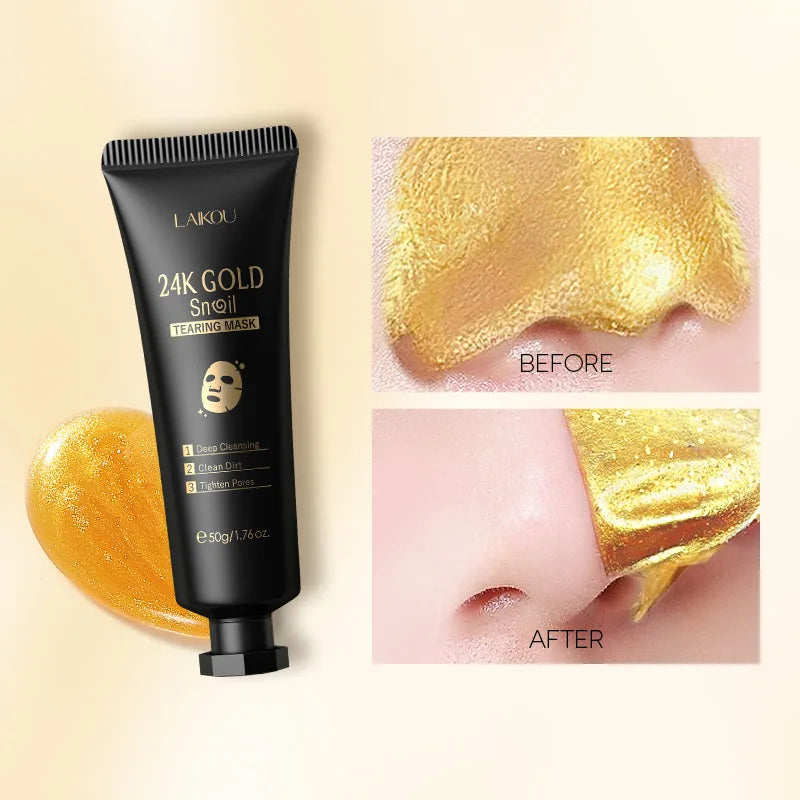 LAIKOU Sakura 24K Gold Peeling Face Mask Anti Wrinkle Whitening Acne Blackhead Removal Facial Tear Off Mask Skin Care Products