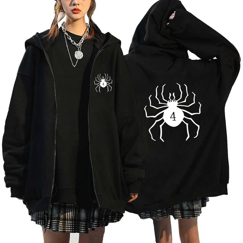 Spider Zipper Hoodies Spider Print Oversized Hip Hop Jacket Men Women Zip Up Hoodie Sweatshirts Y2K Coat Gift Fleece Long Sleeve