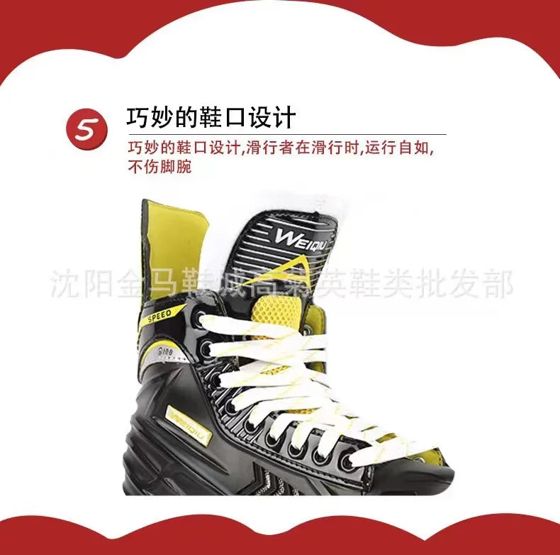 Ice Hockey Knife Skating Sneakers, Ice Skate Shoes, Leather Blade, Real Ice, Adult, Children, Indoor Sports, Beginners, New