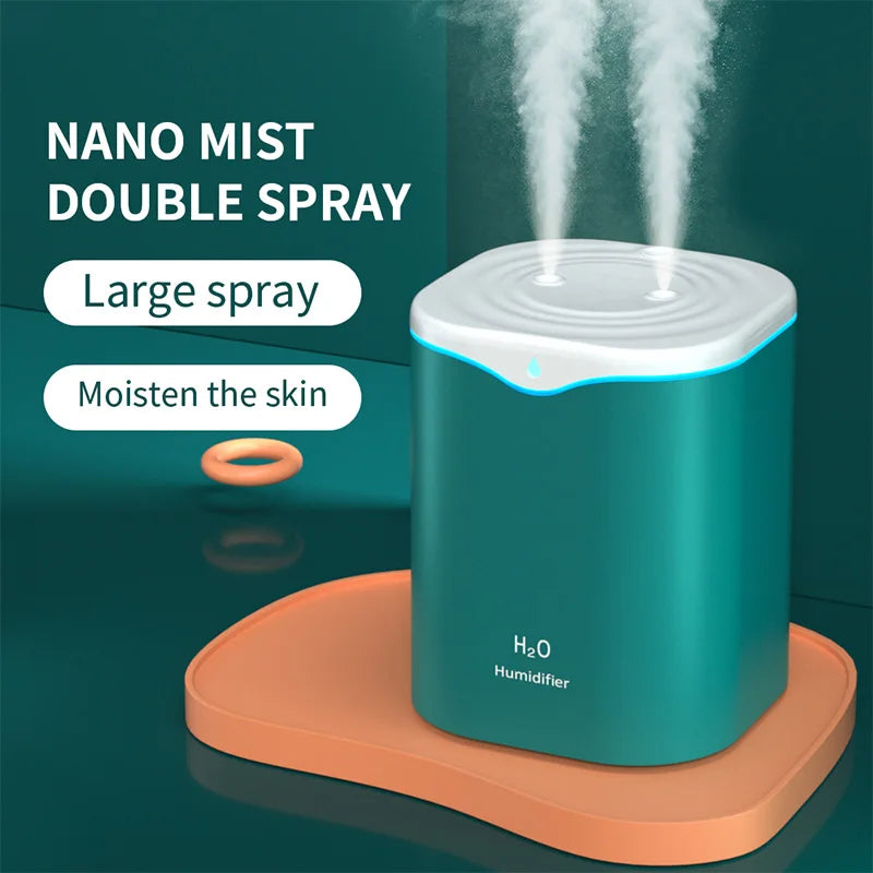 2000ml Large Capacity Dual Spray Humidifier Usb Home Silent Water Replenisher 2L Air Purifier Water Diffuser Office