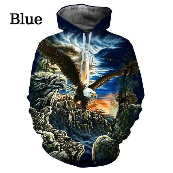 Fashion Funny Street Animal Print Eagle 3d Hoodie Unisex Long Sleeve Hoodie