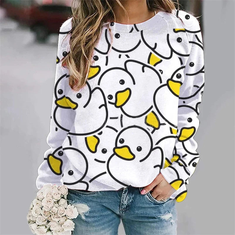 Funny Yellow Baby Duck 3D Print Sweater Women Clothing Casual Fashion Streetwear Sweatshirt Trendy Unisex Long Sleeve Hoodie