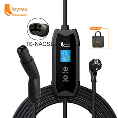Feyree EV Charger | 3.5kW Portable TS-NACS Plug | LCD Screen | Delay Schedule | Level 1 & 2 Charging Station for Tesla & Electric Vehicles