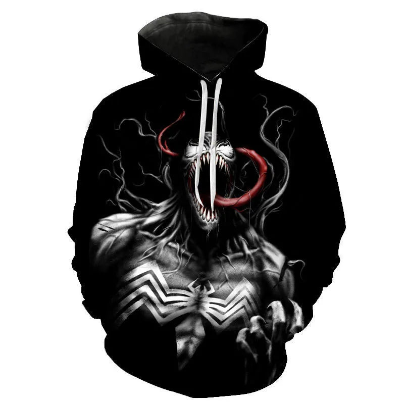 Miniso Hoodies Venom Cartoon Anime 3D Print Streetwear Men Women Fashion Oversized Sweatshirts Kids Pullovers Tracksuits