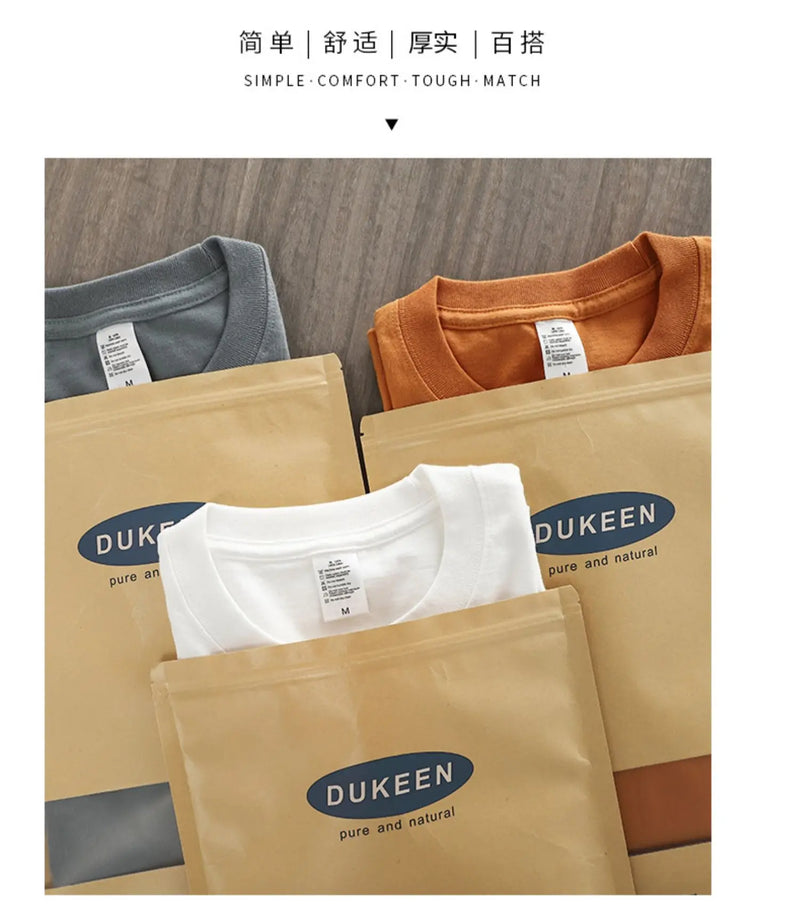 Dukeen 280gsm Oversized Heavyweight T Shirt for Men Summer Short Sleeve Tee 100% Cotton Plain Top Casual Men's Clothing 9.9oz