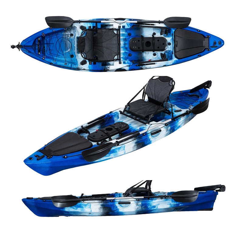 10ft Single Seat Canoe/Kayak, 1 Paddle, Capacity 200kg, 3.1m, UV Protection, New Design PE Material Fishing Kayak