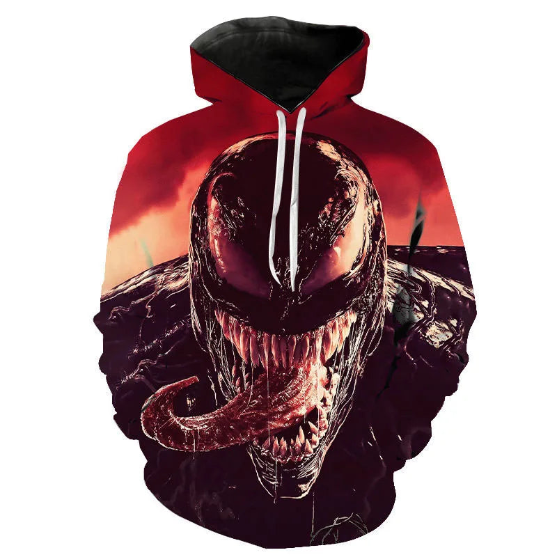 Miniso Hoodies Venom Cartoon Anime 3D Print Streetwear Men Women Fashion Oversized Sweatshirts Kids Pullovers Tracksuits