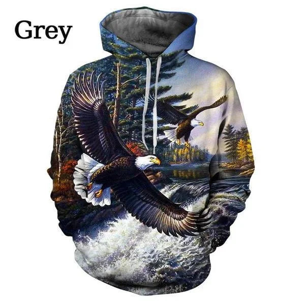 Fashion Funny Street Animal Print Eagle 3d Hoodie Unisex Long Sleeve Hoodie