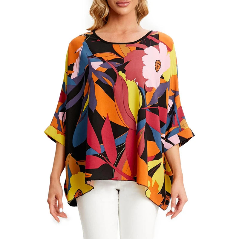 BHflutter Blouse Plus Size 2022 New Batwing Casual Summer Blouse Women Boho Chiffon Shirt Top Shirt Women