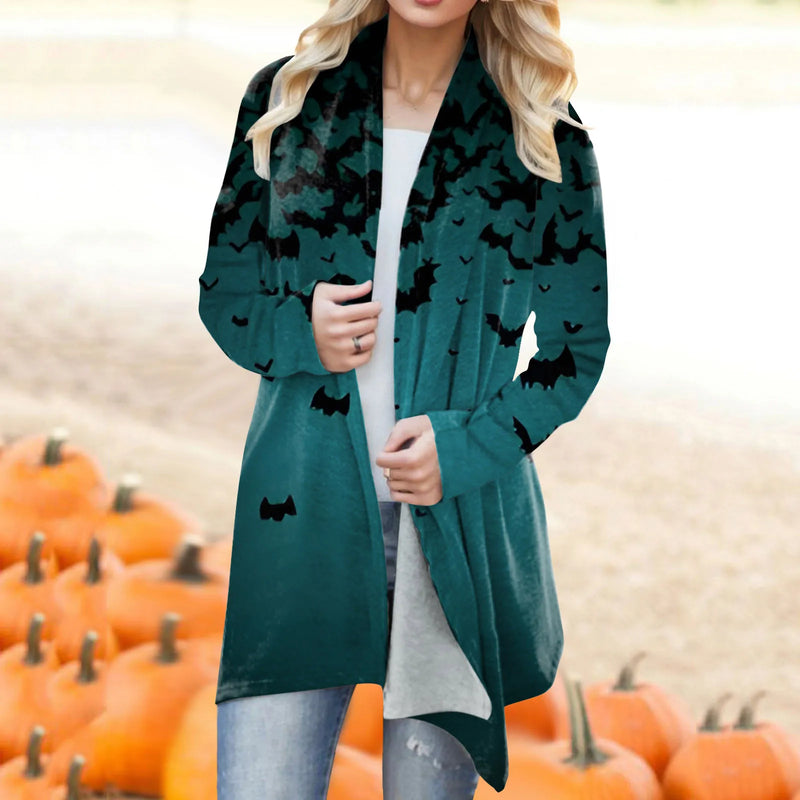 Women‘s Cardigan Fashion Halloween Print Western Ethnic Jacket Long Sleeve Coat Female Autumn Winter Plus Size Clothes