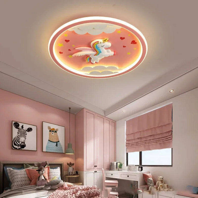 Ceiling Light with Full Spectrum LED, Eye Protection for Kids Room, Minimalist Round Bedroom Light for Boys and Girls