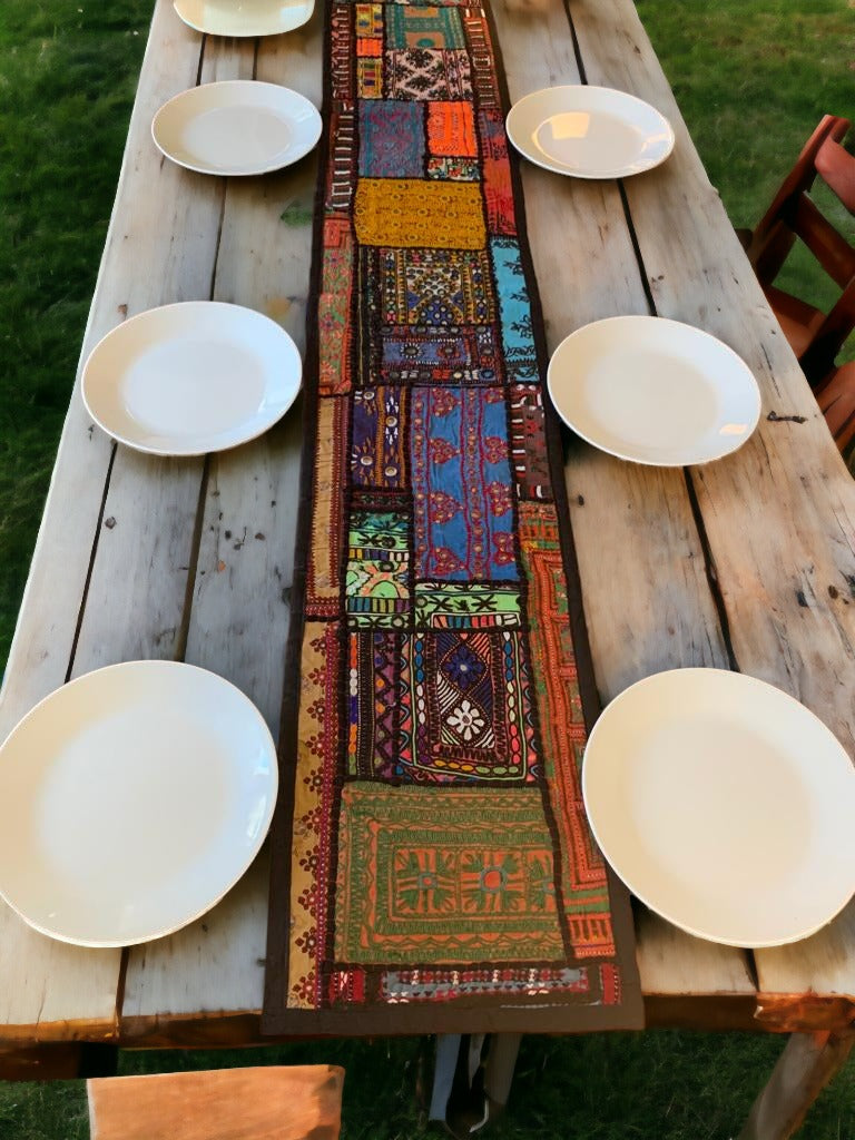 Handmade colourful table runner with beautiful patterns