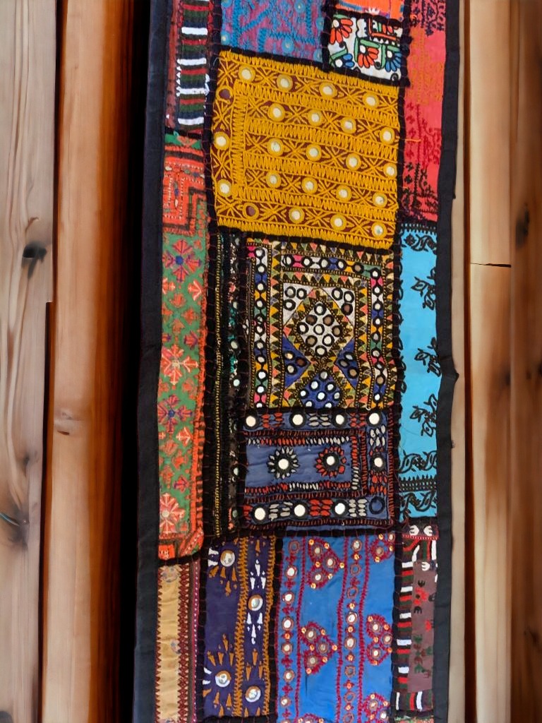 Handmade colourful table runner with beautiful patterns