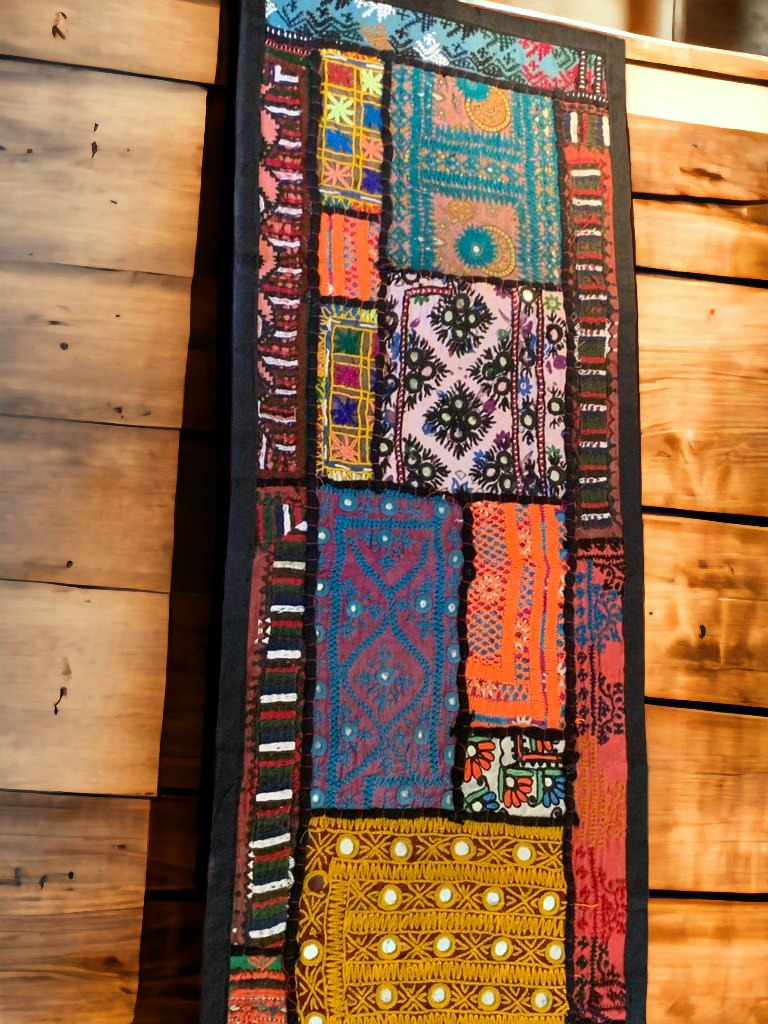 Handmade colourful table runner with beautiful patterns