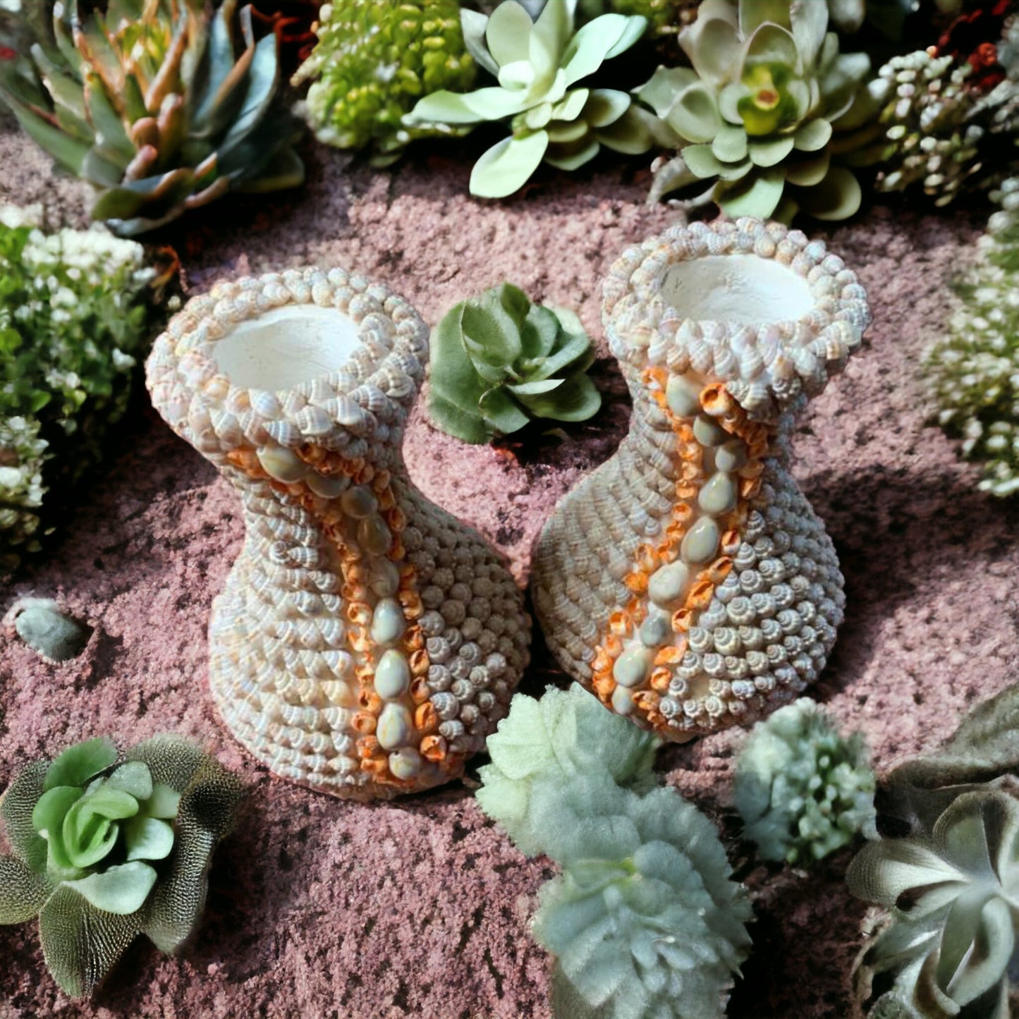 Handmade beautiful vase made from natural sea shells