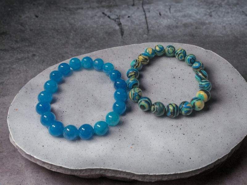 handmade pair of bracelets made from pure stone